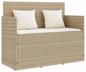 bézs polyrattan kerti pad párnákkal