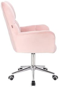 HR650K Púderrózsaszín modern velúr szék krómozott lábbal