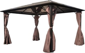vidaXL alumínium kerti pavilon barna függönnyel 400 x 300 cm