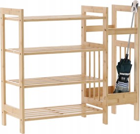 4 szintes bambusz polc kiegészítő oldalsó polccal 73,5 x 28 x 66 cm