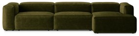 Zöld kordbársony sarokkanapé (jobb oldali-heverő résszel) Bergamo – Cosmopolitan Design