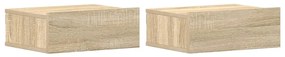2 db sonoma tölgy szerelt fa függő éjjeliszekrény 40x30x15 cm