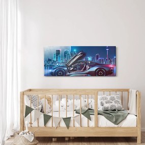 Versenyautó éjjel képe (120x50 cm)