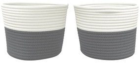 2 db szürke-fehér pamut tárolókosár Ø24 x 18 cm