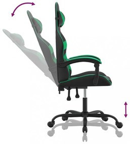 vidaXL fekete és zöld műbőr forgó játékszék