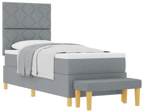 Boxspring Ágy Matracelemmel és Pad Light Grey 80x200 cm Szövet