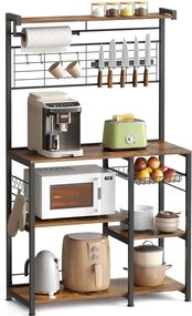 VASAGLE konyhai állvány, állópolc, vintage barna–fekete