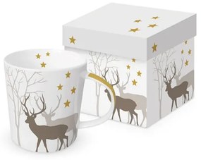 Karácsonyi porcelán bögre díszdobozban szarvasos Winter Deers white