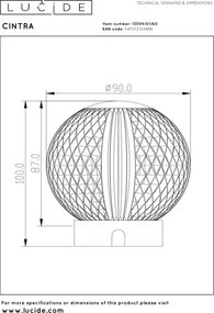 Lucide 13599/01/60 - LED dimmelhető újratölthető asztali lámpa CINTRA LED/1,5W/3,7V 1400 mAh