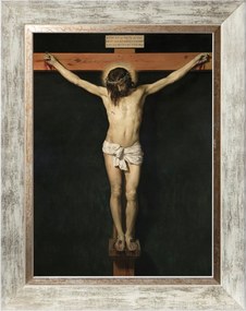 Jézus A Kereszten Vallásos Vászonkép Fehér Díszkeretben 30X40