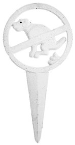 Öntöttvas kutya jelölő tábla, fehér