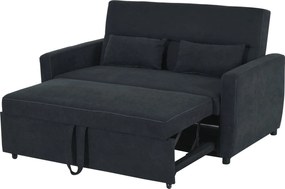 HOMCOM Kanapéágy, 2-Személyes Kanapé Alvó Funkcióval, Állítható Hátpárnával, Párnákkal, Plüss Hatású, Kanapéágy Nappaliba, Vendégszobába, Fekete | Aos