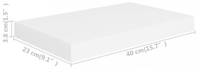 fehér MDF lebegő fali polc 40 x 23 x 3,8 cm