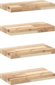 vidaXL 4 db kezeletlen tömör akácfa függőpolc 40 x 20 x 4 cm