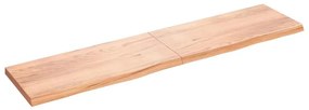 világosbarna kezelt tömör fa fürdőszobai pult 220x50x(2-6) cm