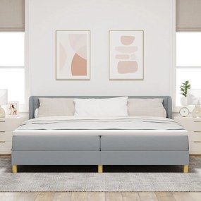 Boxspring Ágy Matraccal - Világosszürke, 200x200 cm, Szövet