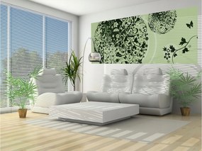Flizelin fotótapéta Fekete virágok zöld háttérrel Minták 250x104 +ragasztó