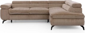 Barna kordbársony sarokkanapé (jobb oldali-L alakú) Marbeya – Ropez