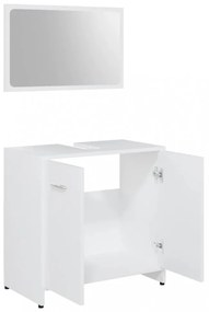 4 részes fehér szerelt fa fürdőszobai bútorszett