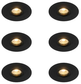 Modern fekete beépíthető spotlámpa szett 6 db-os 12 cm - Buco