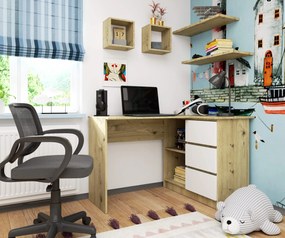 Sarok PC asztal Bodhi (artisan tölgy  + fehér) (J). Akció -14%. 1070966