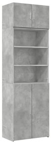 betonszürke szerelt fa tárolószekrény 70 x 42,5 x 225 cm