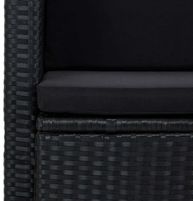 vidaXL fekete kétszemélyes polyrattan kerti kanapé párnákkal