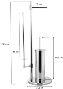 Erga Sisu, WC-papír tartó tartállyal és WC kefével 3 az 1-ben, króm, ERG-YKA-P.SISU-CHR