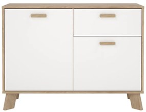 Fehér-natúr színű komód tölgyfa dekorral 99x73x39 cm Ikast – Tvilum