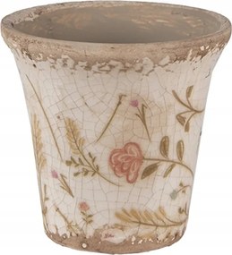 Bézs kerámia kaspótakaró Tessa rózsák képével 9x8 cm