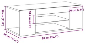 TV Szekrény LED Fényekkel, Fekete, Tömörfa, 90x39x30 cm