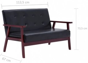 vidaXL 2 darabos fekete műbőr kanapészett