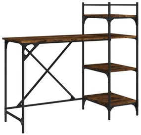 füstös tölgy színű számítógépasztal polcokkal 120x47x109 cm