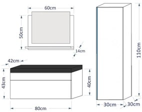 DREAM I 80 Magasfényű fehér fürdőszoba bútor mosdóval