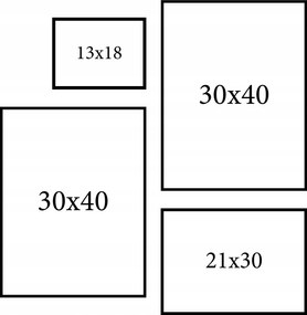 Fényképkeret szett, 4 db, 30x40, A4, 13x18