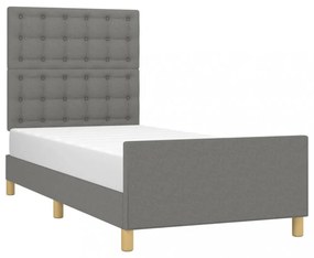sötétszürke szövet ágykeret fejtámlával 80 x 200 cm