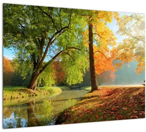Kép - Nyugodt őszi táj (üvegen) (70x50 cm)