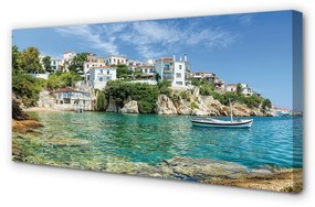 Canvas képek Görögország tenger városi élet 100x50 cm