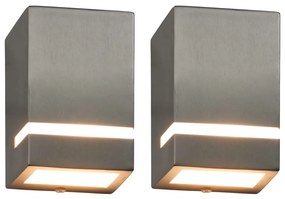 2 db ezüstszínű négyszögű kültéri fali lámpa 35 W