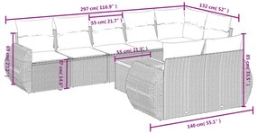 9 részes fekete polyrattan kerti ülőgarnitúra párnákkal