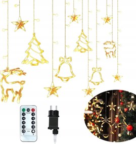 Karácsonyfa Lámpák Függöny Rénszarvasok Karácsonyfa Csengők 138 Led 2.3M