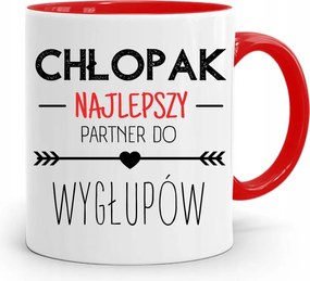 Piros Bögre Ajándék Partner Barátjának, fényképes nyomattal