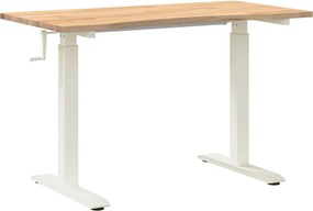 vidaXL Asztal tárolóval Fehér és Természetes 120 x 60 cm Tömör Tölgyfa