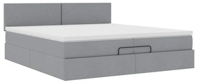 Ottomán ágykeret matraccal világosszürke 200x200 cm szövet