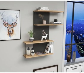 Fali polc DESTAN 96x65 cm antracit/barna