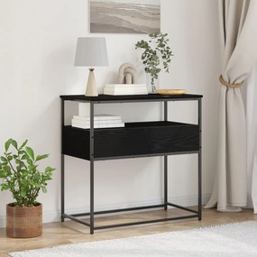 Konsol asztal Fekete Tölgy 75x40x75 cm Mérnöki Fa és Acél