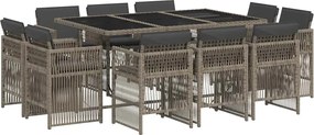 vidaXL 11 részes szürke polyrattan kerti ülőgarnitúra párnákkal