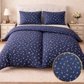 Márta kék pamut ágyneműhuzat 140x200cm+90x70cm TiaHome