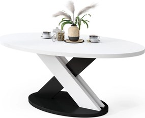 Mazzoni LOXA ovális dohányzóasztal Fehér / Fekete - DOHÁNYZÓASZTAL 120x65 cm