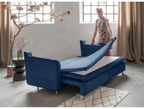 Sötétkék bársony kinyitható kanapé 225 cm Charming Charlie – Miuform
